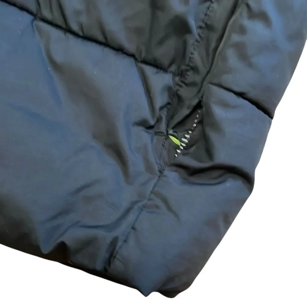 Gap kids Black Puffer Coat Boys Size XXL Fleece Lined Hood Neon Green Interior